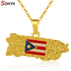 Соня, карта и кулон в форме флага, ожерелье для женщин и мужчин золотого цвета
