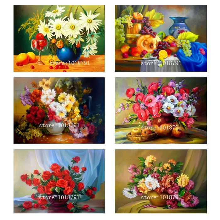 

Diy Diamond Painting Cross Stitch Flower Full Diamond Embroidery Crystal Round Diamond Sets Unfinish Decorative