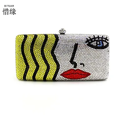 XIYUAN Elegant Women Green Full Rhinestone Evening Clutch Bag Wedding Bridal Pink Diamond Purses and Handbags Party Dinner | Багаж и сумки