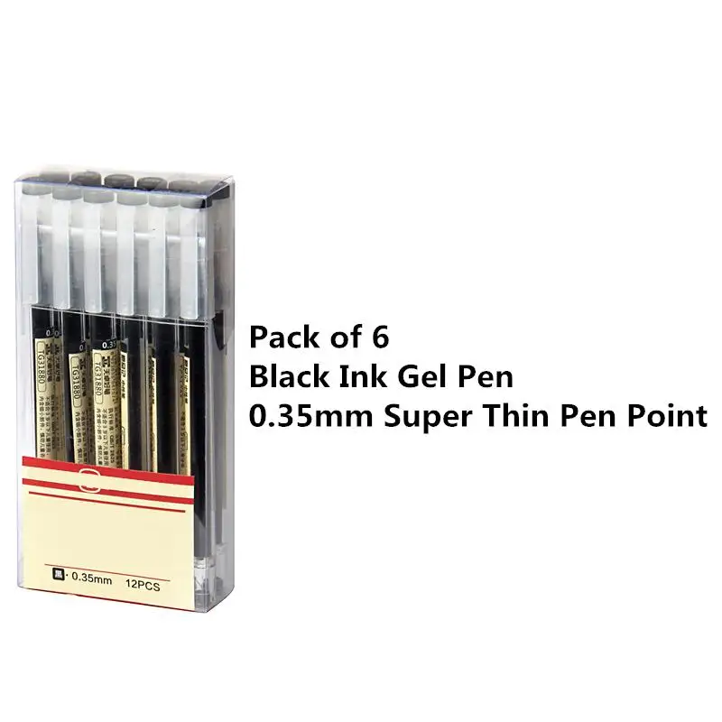 Pack of 6 Black 6 шт./компл. 0,35 мм гелевая ручка черного цвета симпатичные канцелярские принадлежности Kawaii офисные и школьные принадлежности гелевая заправки для ручек школьные канцелярские поставщиков - Цвет: Pack of 6 Black
