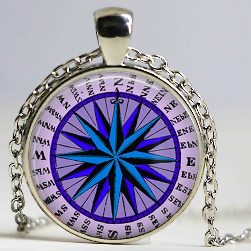 Компас синий цепочки и ожерелья наборы для ухода за кожей Морской Подарки женщин