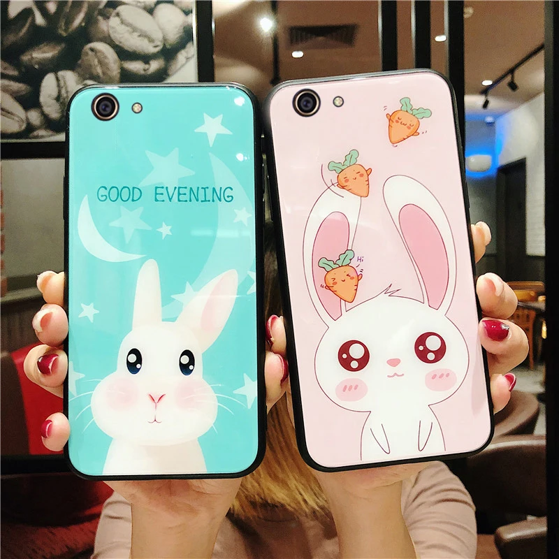 Милый мультфильм закаленное Стекло задняя крышка для OPPO R9S плюс Защитные чехлы