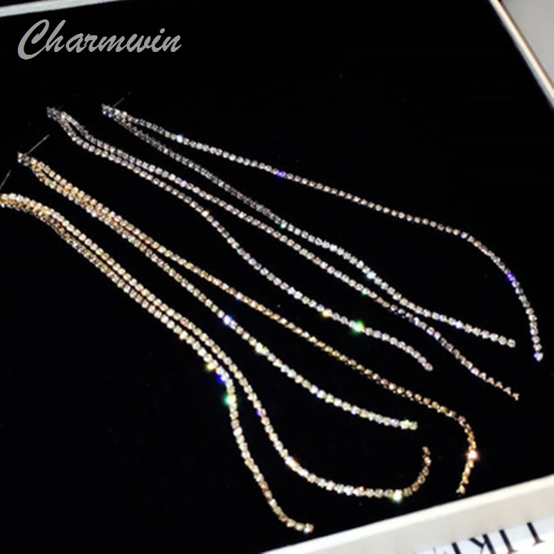 Charmwin новые модные длинные серьги для женщин увеличенный золотой и серебряный