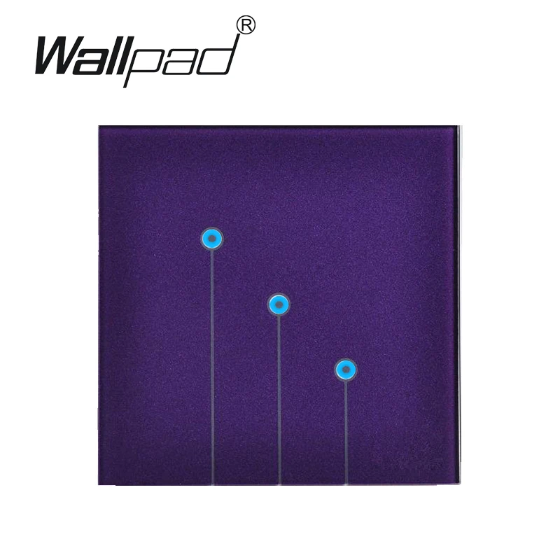 

Purple Crystal Glass Switch Panel Wallpad Luxury 3 Gangs 2 Way LED 110~250V touch Screen Wall Light Switches