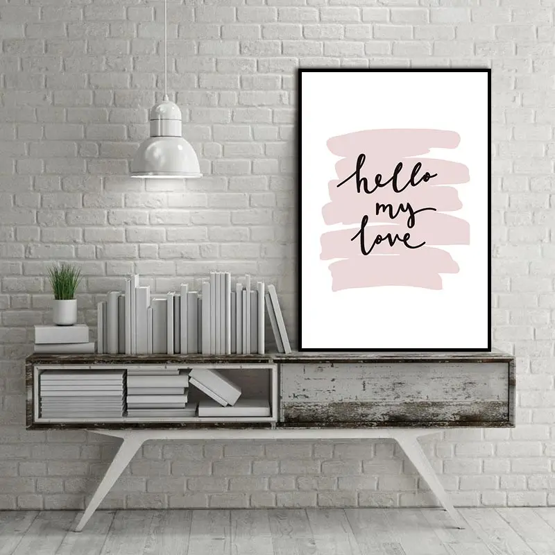 Картина на холсте здесь моя любовь скандинавские абстрактные буквенные