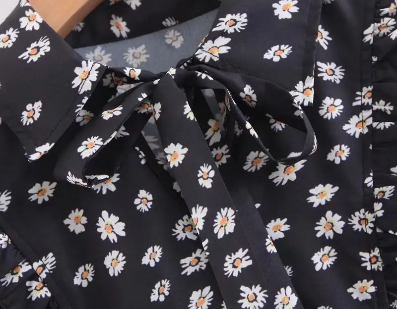 Женское платье с отложным воротником H.SA черное повседневное пляжное цветочным