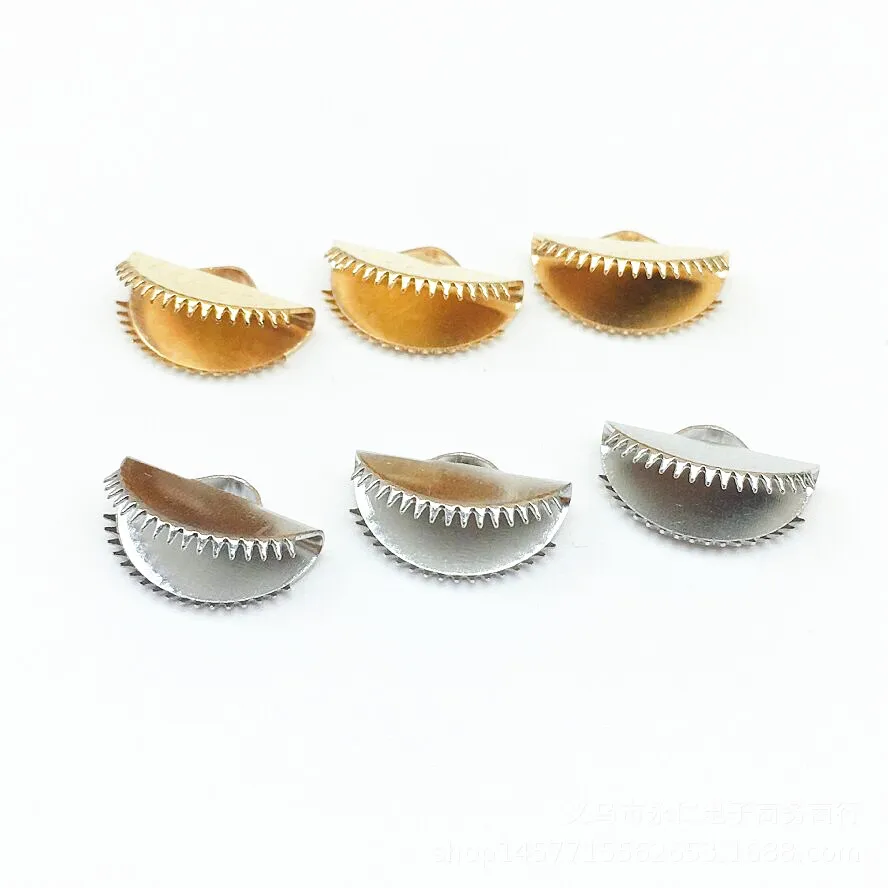 1000 PCS 15mm*10mm Metal Iron Half Round Cove Clasps Cord End Caps String Ribbon Leather Clip Foldover Jewelry Connectors Crimp | Украшения