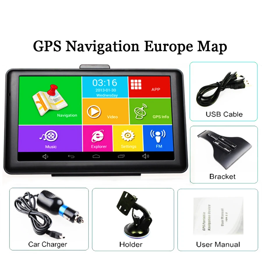 7 дюймовый сенсорный экран Android емкостная gps навигация Европейская карта Wifi Bluetooth