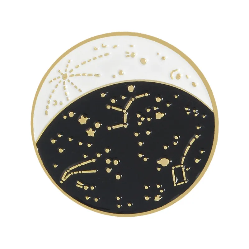 Moon phase Готическая булавка, эмалированная булавка в виде ведьмы, черная, белая, ручная, Лунная фаза, Волшебная книга, нагрудные булавки, темные значки, подарок для Ведьм - Окраска металла: Moon phase