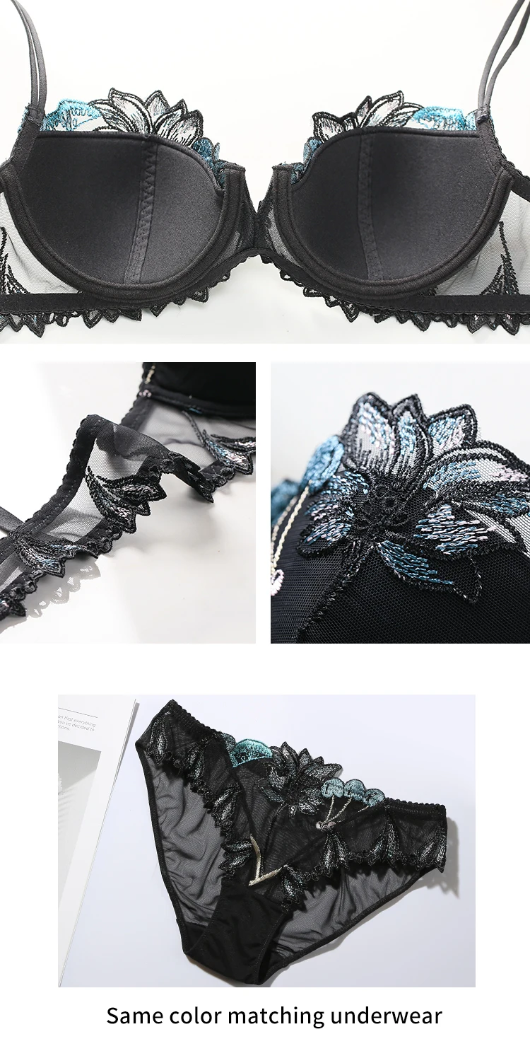 Lilymoda, сексуальный ультра тонкий прозрачный бюстгальтер, эротическое женское нижнее белье, цветочное кружевное соблазнительное белье с вышивкой вишни