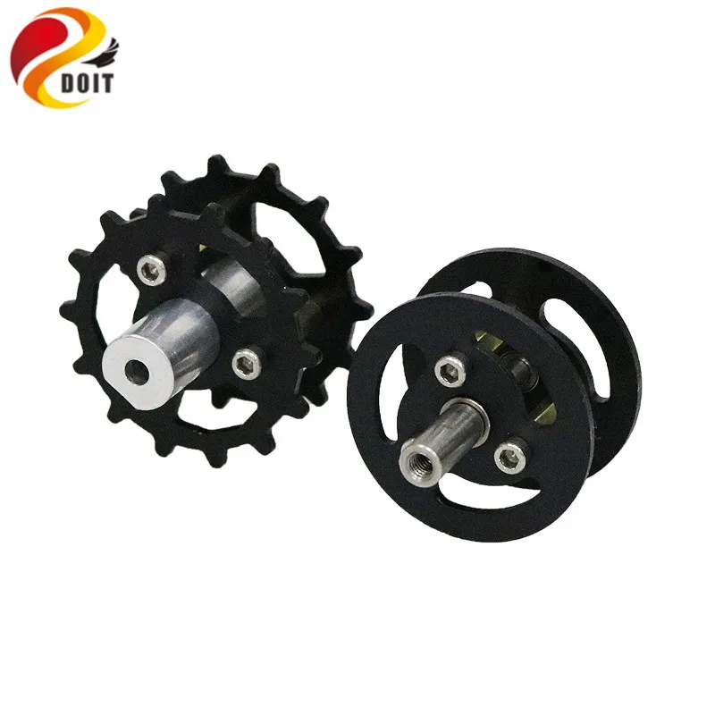 DOIT Black Aluminum Alloy Bearing Wheel Driving Wheels Tracked Robot Tire for DIY Tank Car Chassis Accessory