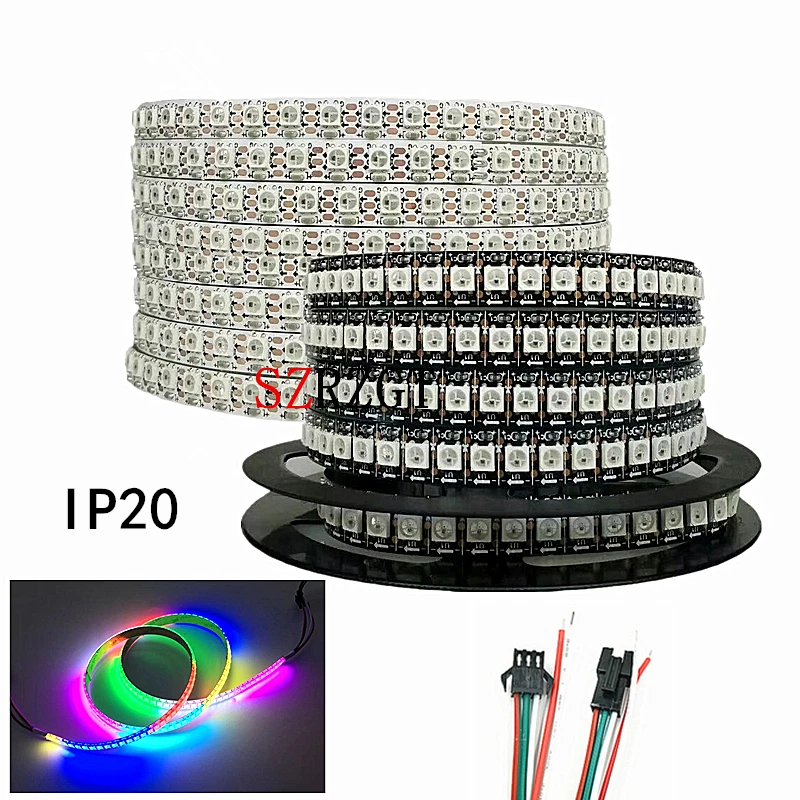 WS2812B 5050 RGB Светодиодная лента 1 м 5 150 300 светодиодов индивидуальный адресуемый в IP20