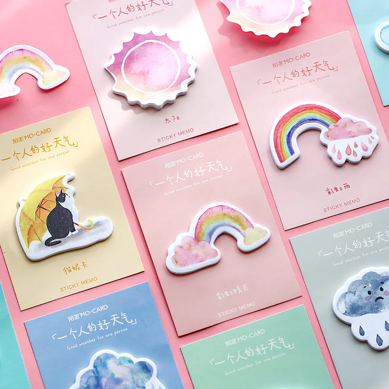 Kawaii погодные дождевые радужные Стикеры для заметок маркер блокнот флаги Скрапбукинг Канцелярские товары школьные офисные принадлежности sl2109