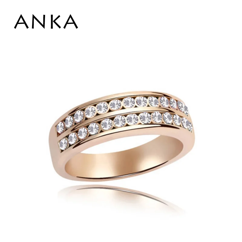 Простое кольцо из розового золота Цвет реальные с чешского хрусталя женский