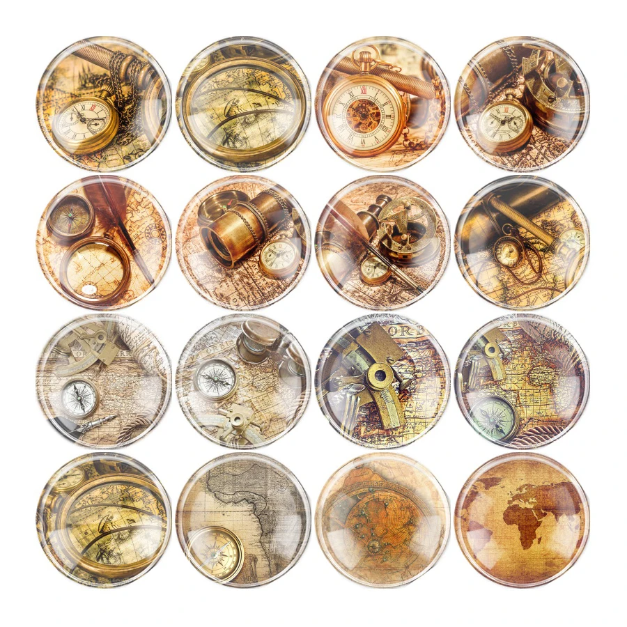 Стеклянная морская карта 6 размеров ручная работа компас круглая камея с плоской