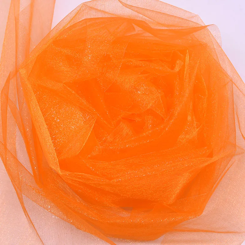 Orange 10 м* 48 см тюль рулон Хрустальная ткань органза тюль рулон катушки свадебное украшение день Рождения Вечеринка Дети душ сувениры Поставки - Цвет: Orange