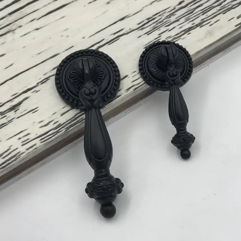 5 шт Черный шкафа деревянные ручки и одно отверстие дверная ручка Ретро ящик