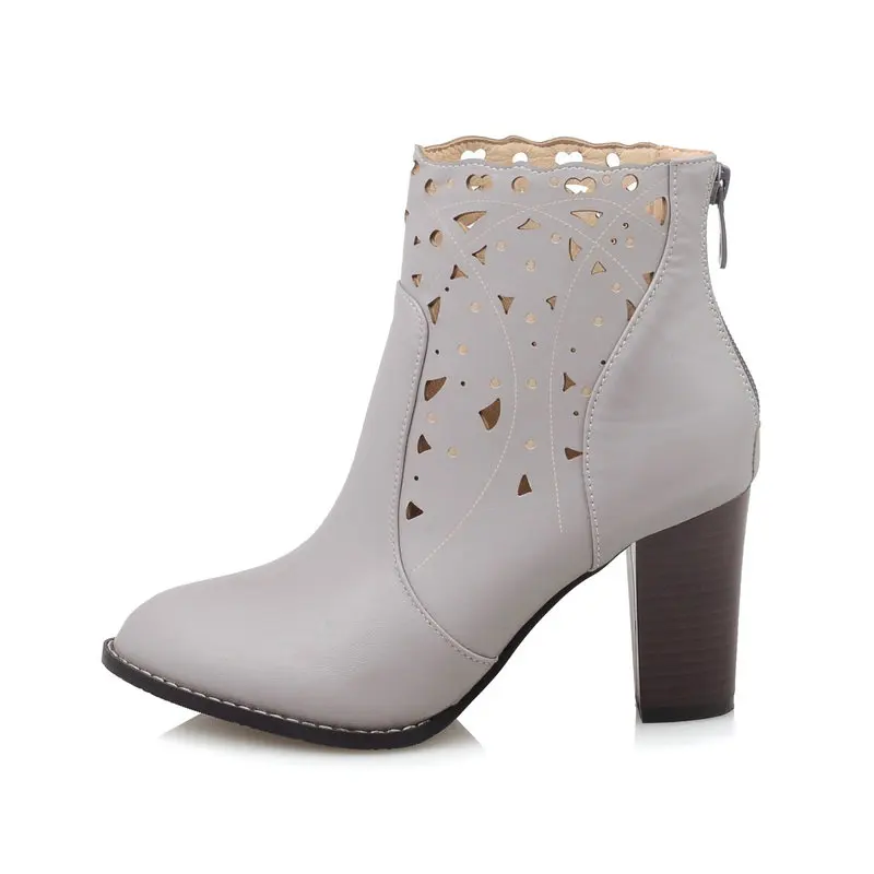 QUTAA/женские туфли с резным узором Искусственная кожа ботильоны на высоком