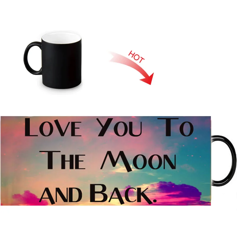 Керамические кофейные кружки на заказ с надписью I Love You To The Moon And Back молочный чай