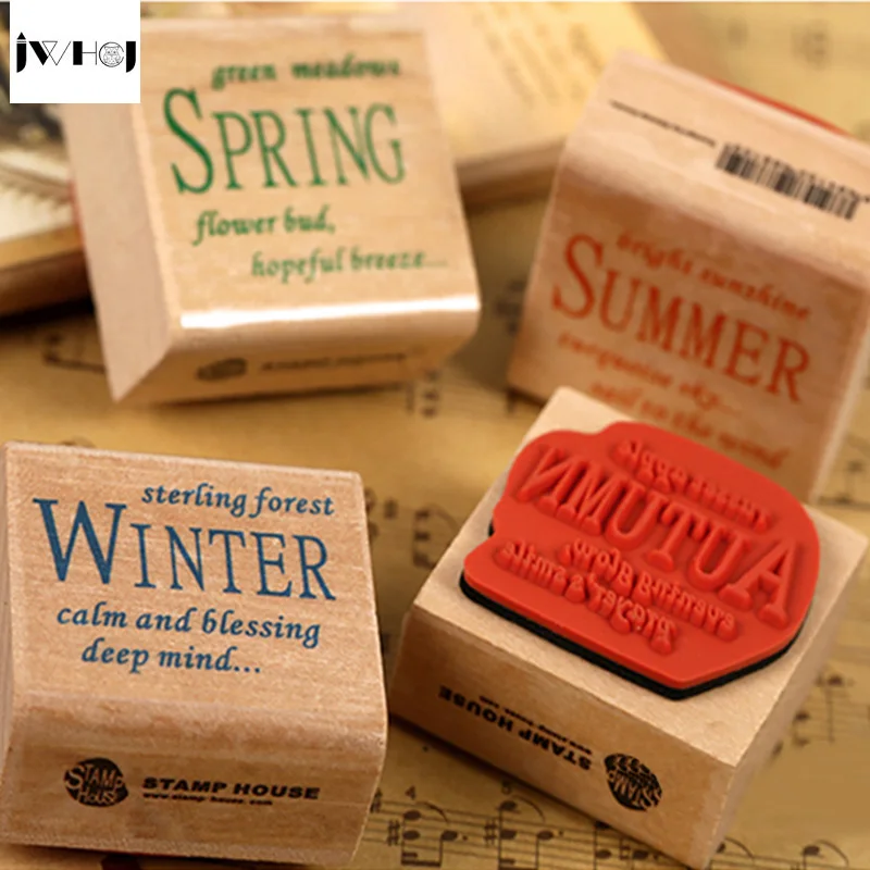 4 шт./компл. деревянная печать Всесезонная Печать Дети DIY Ручная работа скрапбук