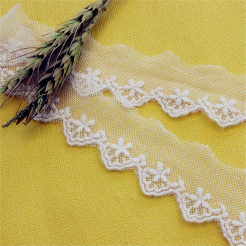 

Lace Trim 30 yard Ivory Beige Gauze Mesh Tulle Cotton Embroidered Tapes Lace Fabric Ribbon 3.5cm 1.4" wide 11886BQL4K91