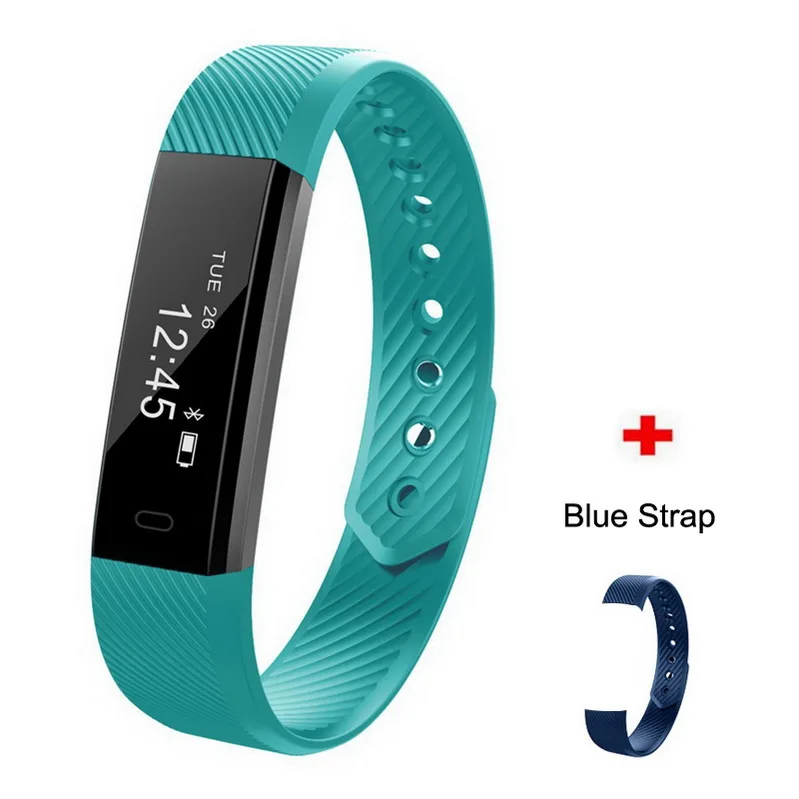 ID115 Green W Blue Фитнес-трекер умный Браслет ID115 Veryfit APP Bluetooth Band монитор активности будильник спортивный браслет для iOS Android - Цвет: ID115 Green W Blue