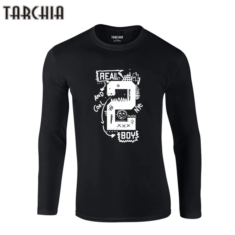 Мужская футболка TARCHIA новинка 2021 хлопковые топы с длинным рукавом Нью Йорк