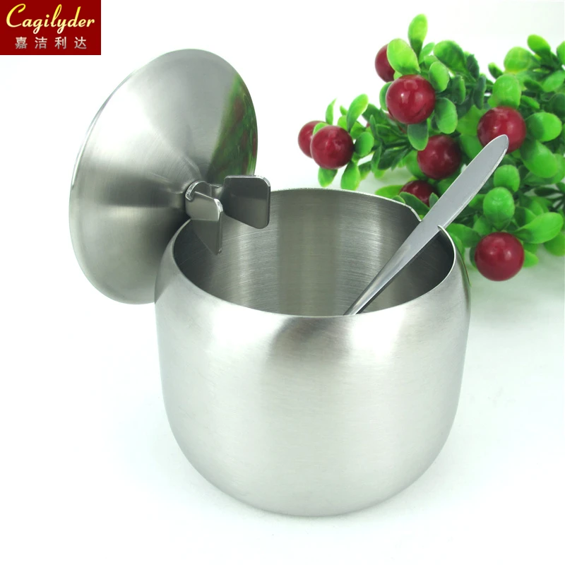 Коробка для приправ из нержавеющей стали банка сахара и специй с крышкой ложки