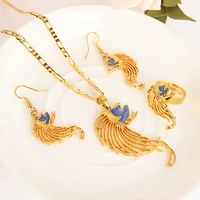 handmade crystal bird pendan necklaces earrings gold color png jewellery set papua new guinea wedding party women girls gifts