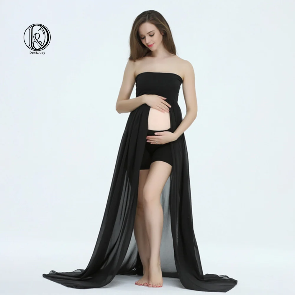 Платья для беременных D & J Boob длинное шифоновое платье макси с разрезом спереди