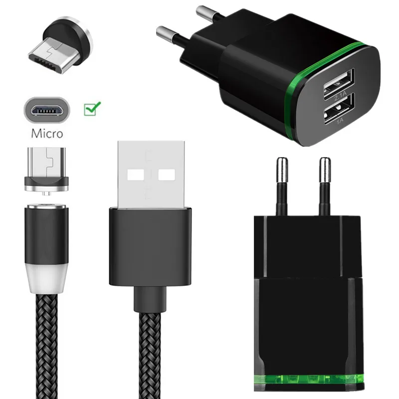 EU charger and cable Для samsung S4 S6 S7 A6 A7 A5 J7 J4 A2 Core zte лезвие L8 V7 A7 A3 A5 Android мобильный телефон зарядное устройство магнитный кабель Micro-USB - Тип штекера: EU charger and cable