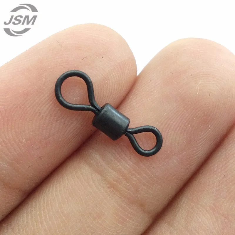 JSM 100 шт. матовые черные рыболовные Вертлюги для катания на карпа большой