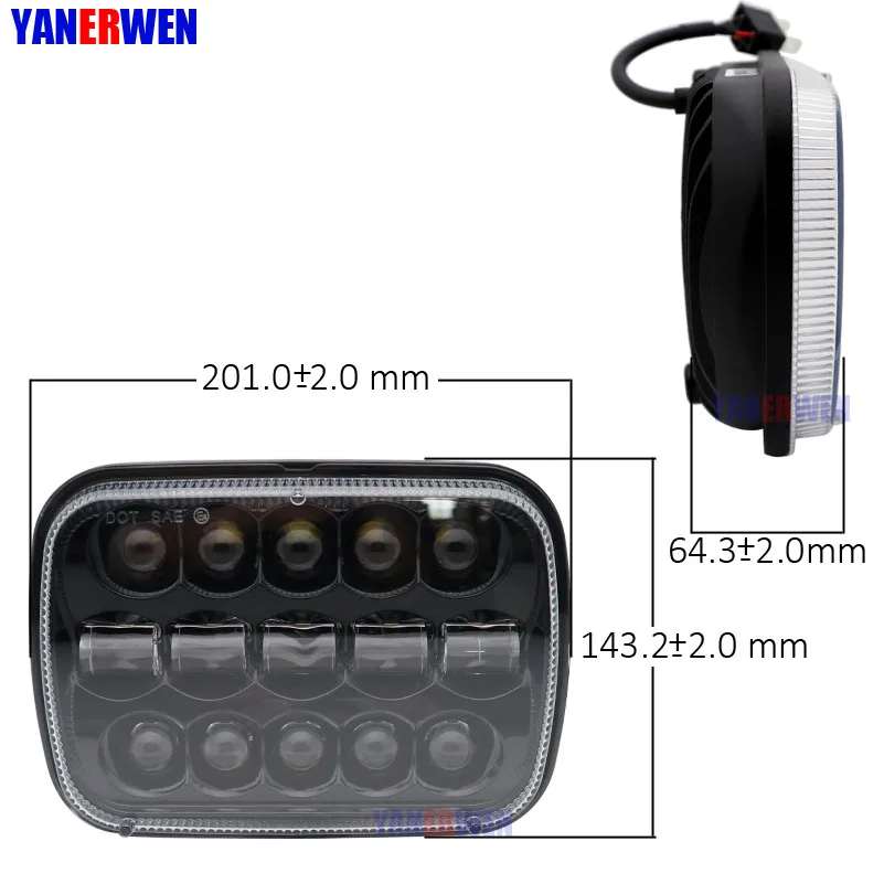 Прямоугольные 5x7 6x7 светодиодные фары 7x6 Led герметичный луч H6054 H5054 6052 для Jeep Wrangler YJ