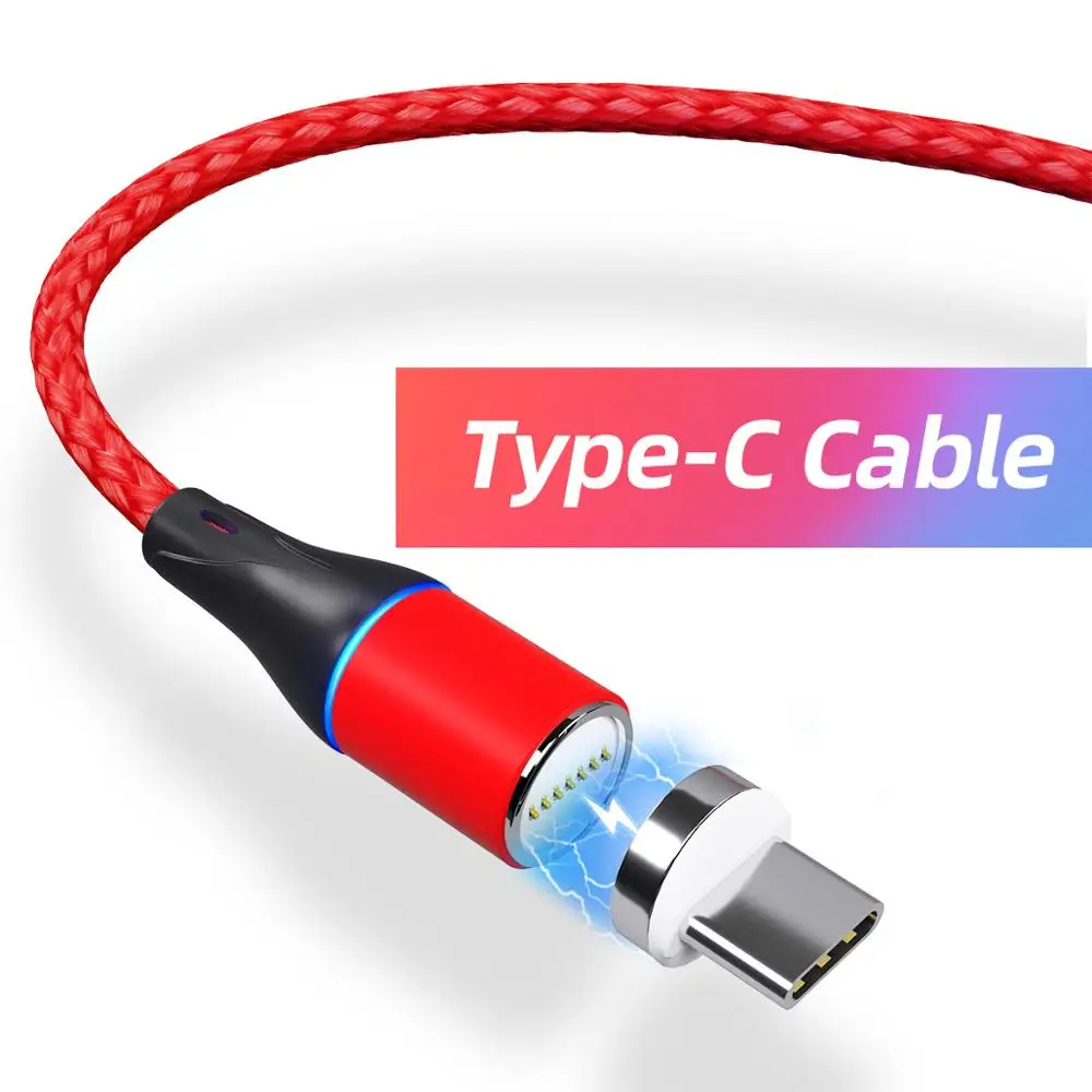 Red Magnetic cable Магнитный кабель ANMONE type-C для быстрой зарядки, Магнитный провод USB C для мобильных планшетов Android, зарядный шнур type-C, кабели для передачи данных для телефонов - Цвет: Red Magnetic cable