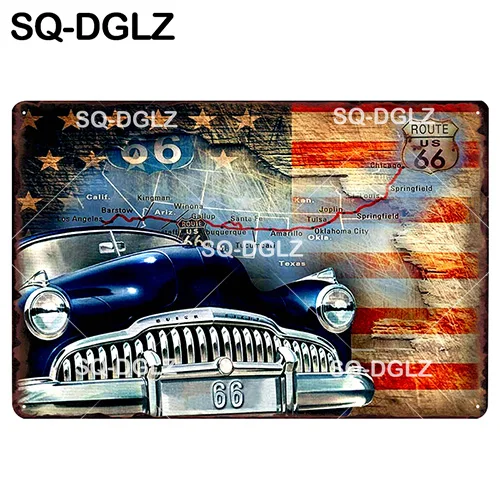 [SQ-DGLZ] мотель ROUTE 66 Оловянная вывеска Настенный декор американцы мужские уличные металлические поделки живопись Plaques 66 ROUTE США карта художественный плакат - Цвет: 1369