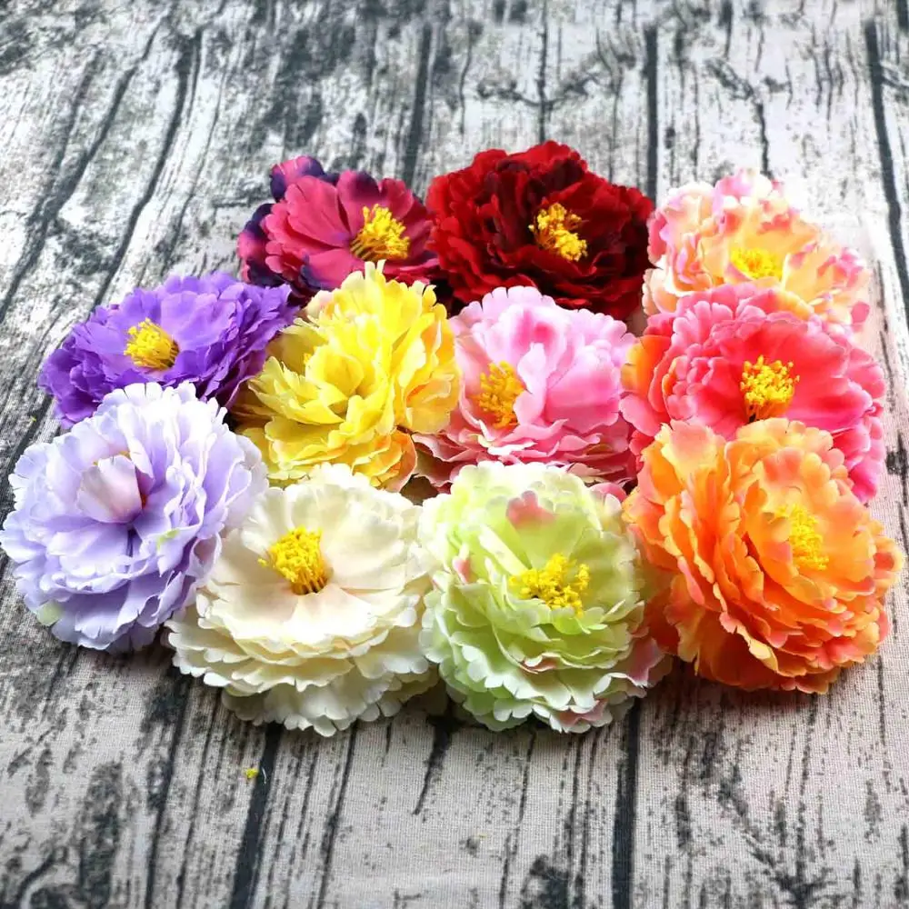 Искусственный цветок 12 см темно-фиолетовый пион из шёлки Цветочная имитация