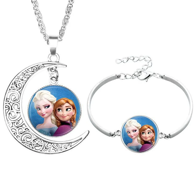 2 шт./лот disney из мультфильма «Холодное сердце», детское ожерелье+ браслет «Эльза» с бантом, для куклы аксессуары, платье для девочек, подарок на день рождения косметический свитер ювелирные изделия