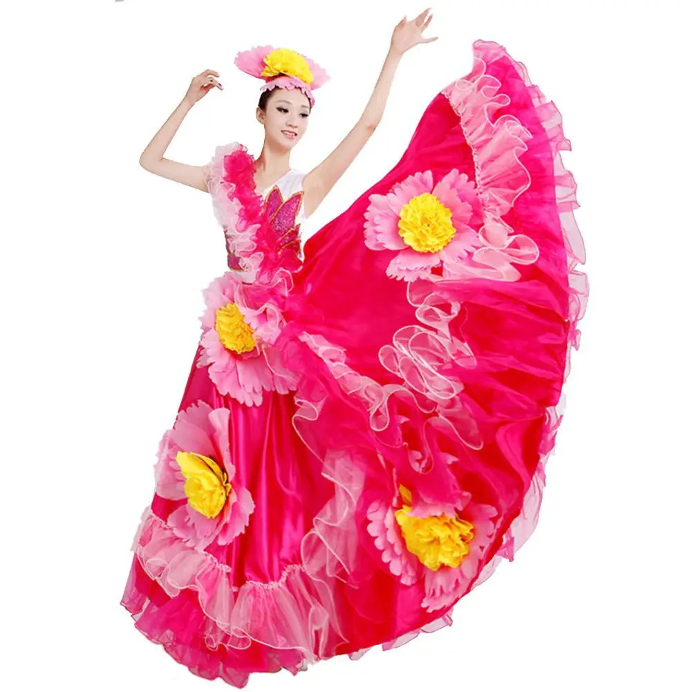 Yfashion Fashion Spanish Bullfight Dance Dress Stage Performance Show Large Hem Chorus Dresses for Women Female | Женская одежда