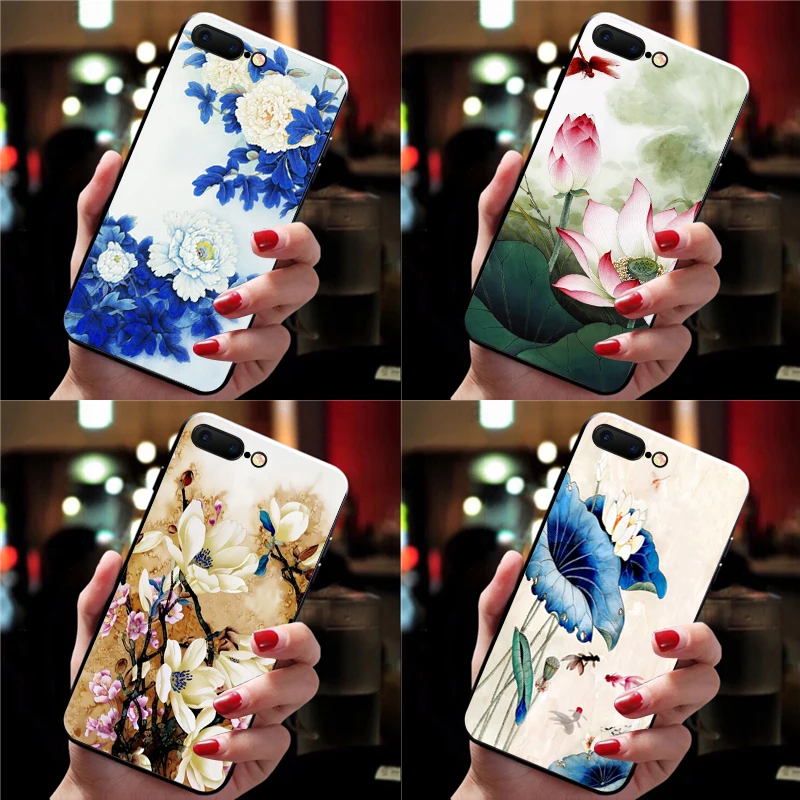 IIOZO 3D Рельефный цветочный чехол для телефона iPhone 8 7 6 6s Plus Lotus Rose Цветочный мягкие