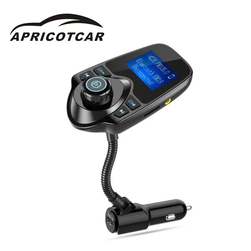 BLACK APRICOTCAR автомобильное зарядное устройство Поддержка Micro SD карты 4G-32G Bluetooth автомобильный комплект для громкой связи fm-передатчик MP3 музыкальный плеер 5 в 2.1A USB - Название цвета: BLACK