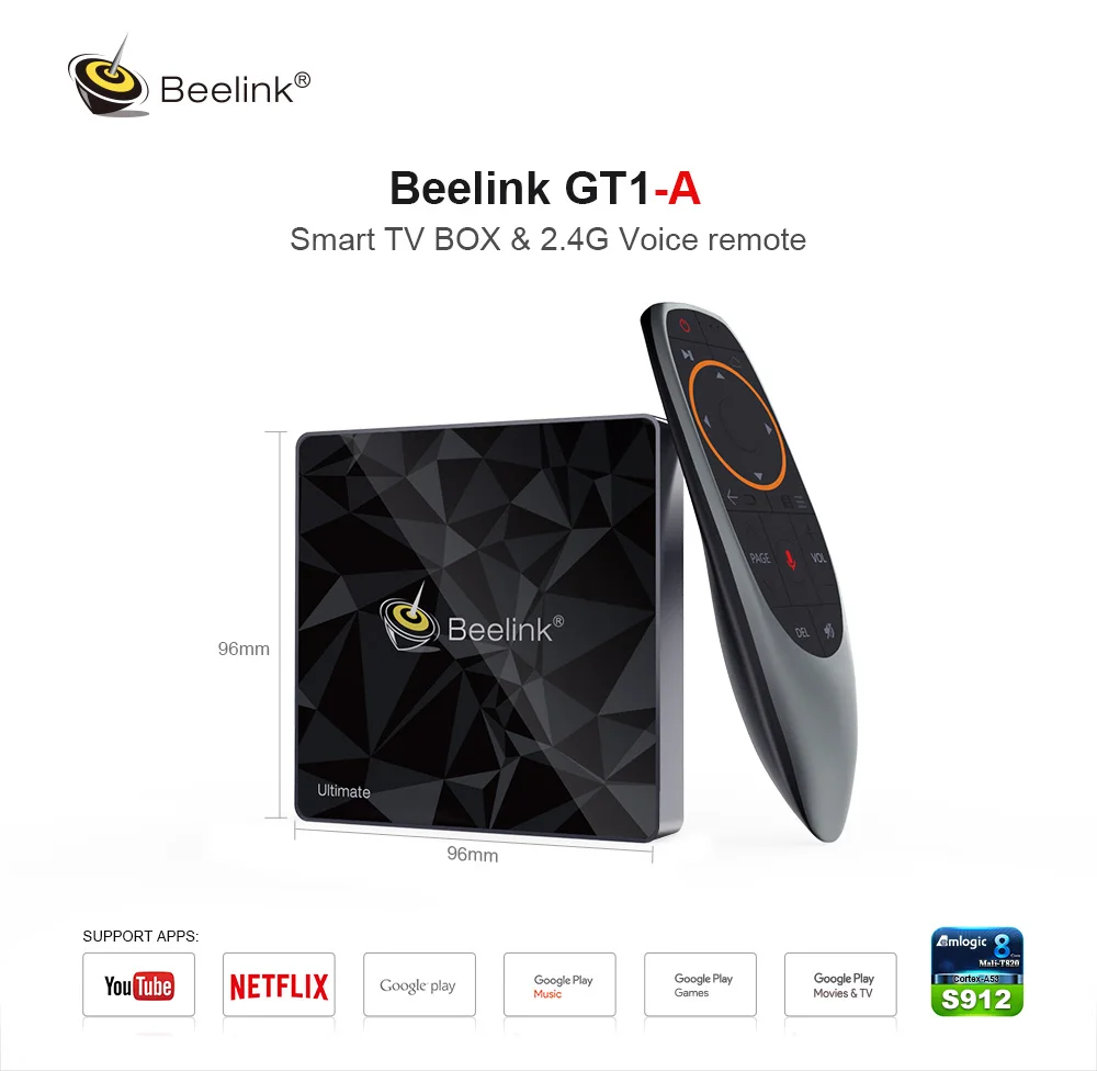 Beelink GT1-A Android 7,1 Smart tv Box Amlogic S912 приставка 3 ГБ 32 ГБ 2,4G 5G WiFi 1000 Мбит/с HDMI2.0 с голосовым пультом дистанционного управления