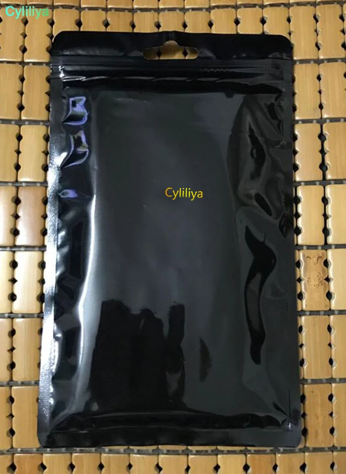 100 шт 12x20 см прозрачный/черный пластик молния Розничная упаковка сумка сотовый