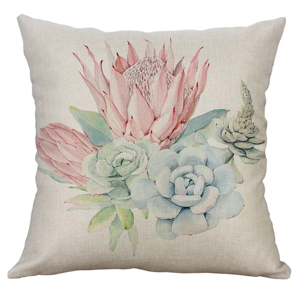 Cushion cover for sofa 40X40cm Simple Linen flower printed d90405 | Дом и сад