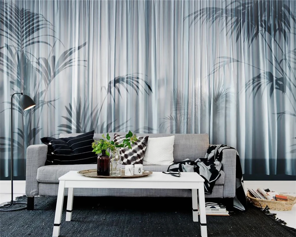

Beibehang Custom wallpaper home decor mural European-style retro hand-painted curtain bamboo forest TV background 3d wallpaper