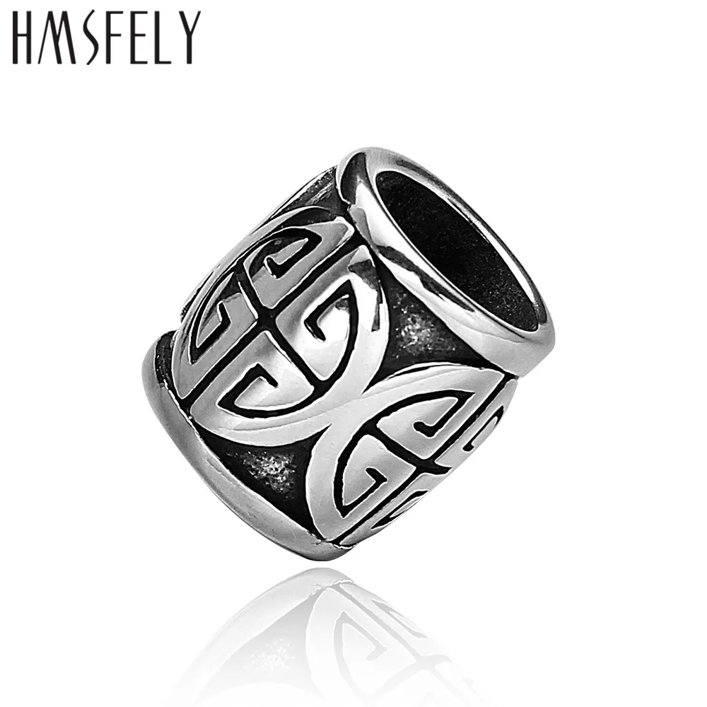 5 шт., бусины из нержавеющей стали с большим отверстием, 8 мм