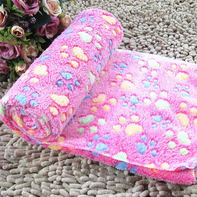 Winter Warm Pet Dog Blanket Cute Bed Mat Thick Coral Fleece Paw Print Sleeping Cover Cushion For Small Medium Dogs | Дом и сад