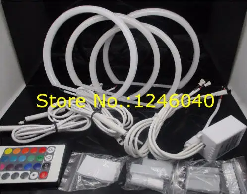 4*131mm Cotton RGB Angel eyes halo ring kit for BMW E36 E38 E39 E46 2D 4D Lada Vaz BA3 2106 16colors flash Remote control | Автомобили и