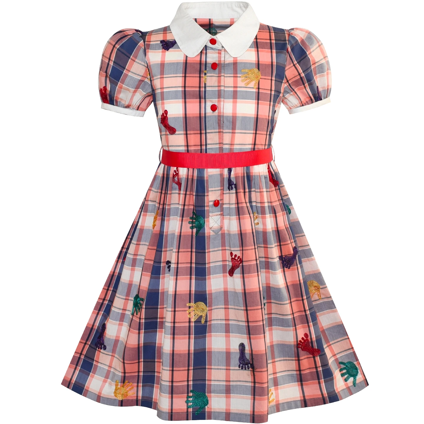Sunny Fashion платья для девочек Школьная форма Синий Полоса Бабочка Зонтик Хлопок 2020