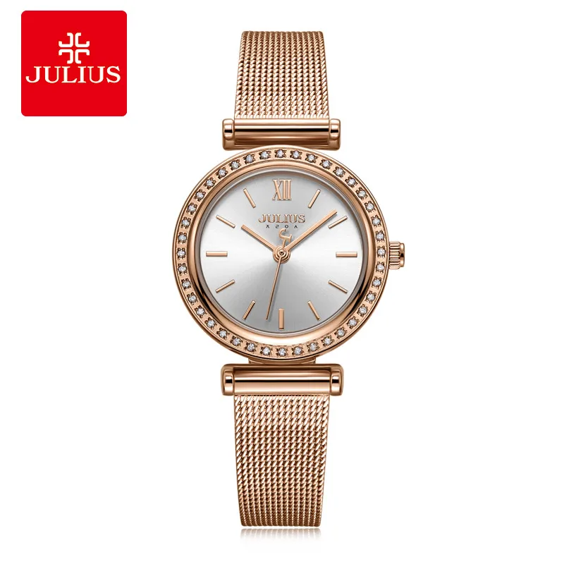Julius Watch Women's Business Watch RoseGold Simple Design Zircon Diamond Ladies Top Quality Gift Watch Dropshipping JA-1141