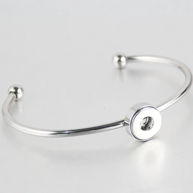 High Quality Fashion Women Men's Real Stainless Steel Cuff Bangels Diy Snap Button Bangles Bracelets Fit 18mm DIY Snaps Jewelry |